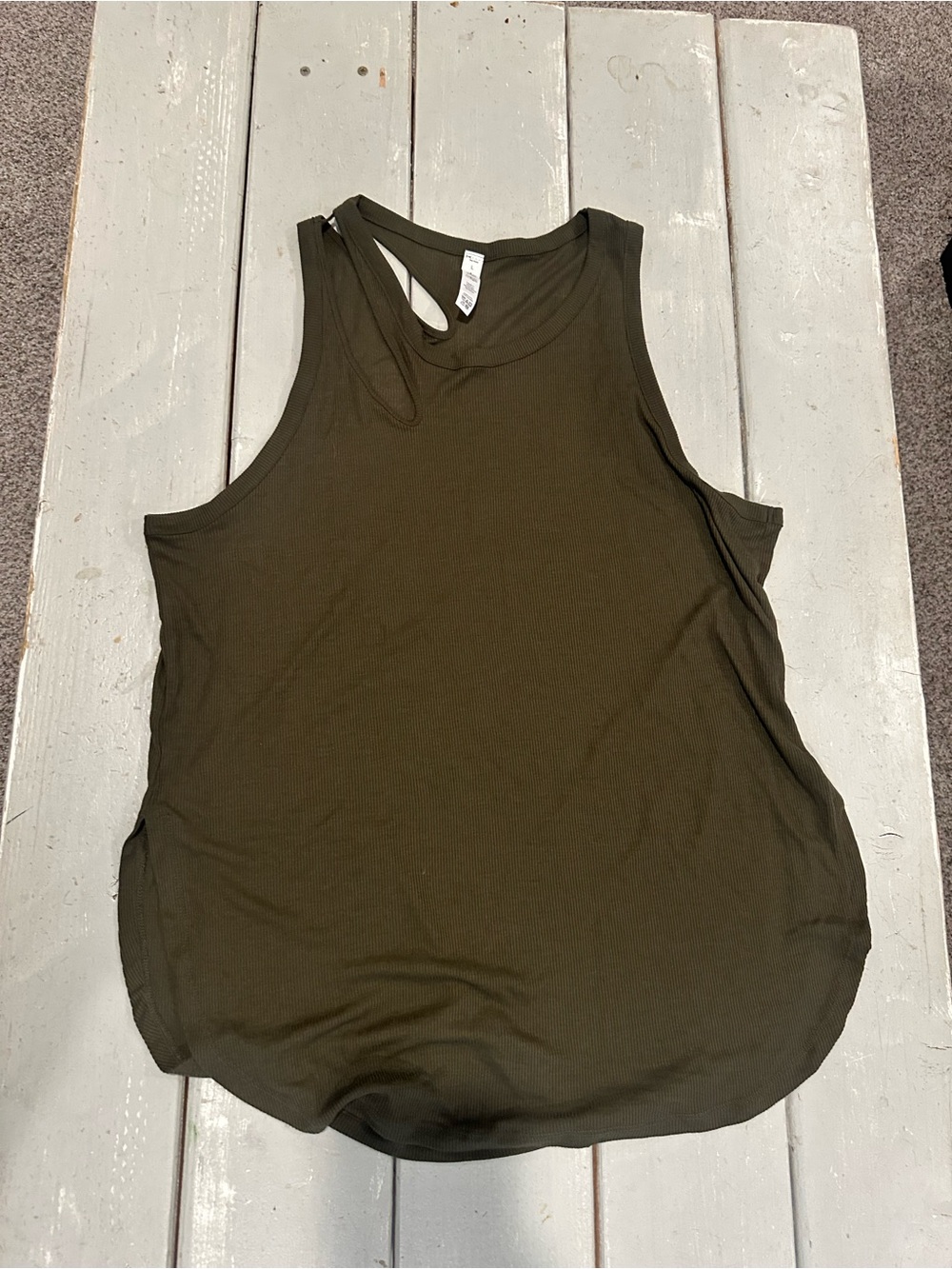 Alo Yoga Ribbed Peak Tank Top | Dark Olive Size L NWOT PERFECT!